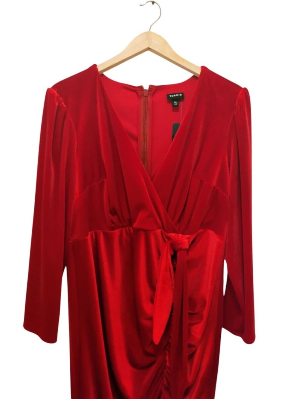 NWT - Torrid Size 22 Red LS Velvet Hi Slit Maxi - Picture 7 of 10